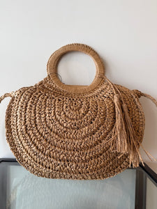 ROUND HANDLE RAFFIA BAG
