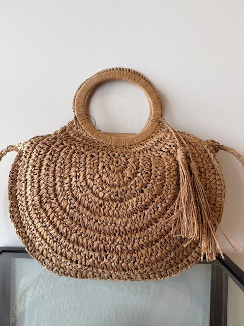 ROUND HANDLE RAFFIA BAG