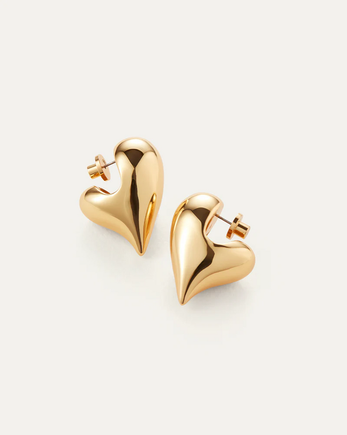 ART HEART PUFF EARRINGS - Gold