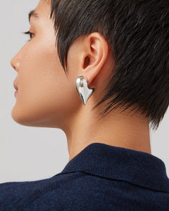 ART HEART PUFF EARRINGS - Silver