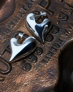 ART HEART PUFF EARRINGS - Silver