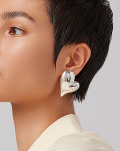 MEGA ART HEART BUTTON EARRINGS - Silver
