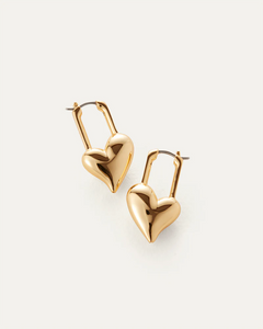 PADLOCK HEART EARRINGS - Gold