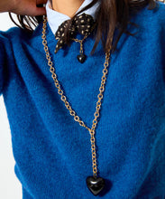 BIG PUFFY HEART CHARM NECKLACE - Black