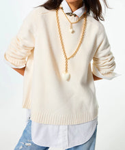 BIG PUFFY HEART CHARM NECKLACE - Cream