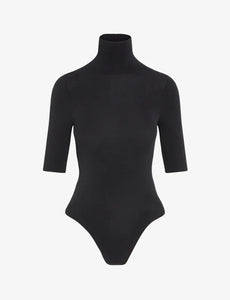 BALLET SHORT SLEEVE TURTLENECK BODYSUIT - Black