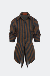 LOCH POPLIN BUTTON UP - Black/Brown