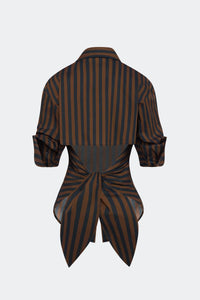 LOCH POPLIN BUTTON UP - Black/Brown