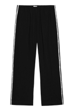LINEN CROP STRIPE PANT - Jet