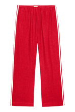LINEN CROP RACER STRIPE PANT - Bell Pepper