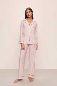 GISELE PRINT LONG PJ SET - Stripe Haute Red