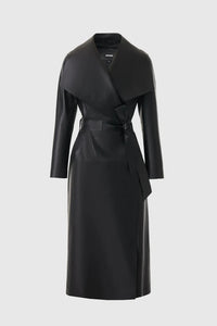 MAI-L WRAP COAT - Black Leather