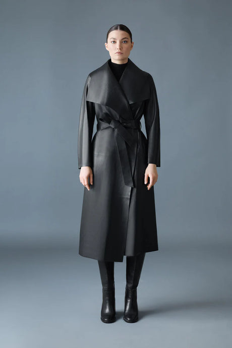 MAI-L WRAP COAT - Black Leather