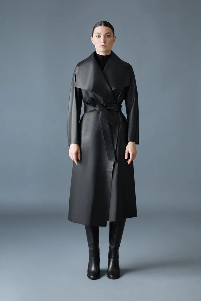 MAI-L WRAP COAT - Black Leather