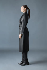 MAI-L WRAP COAT - Black Leather