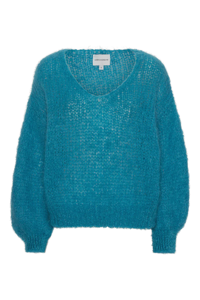 MILANA MOHAIR PULLOVER - Aqua Blue