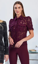 MINA LACE SHIRT - Malbec