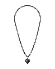 MINI PUFFY HEART NECKALCE - Black
