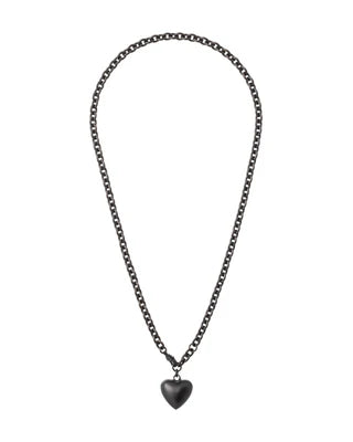 MINI PUFFY HEART NECKALCE - Black