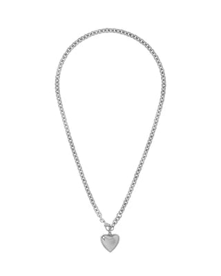 MINI PUFFY HEART NECKLACE - Silver