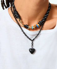 MINI PUFFY HEART NECKALCE - Black
