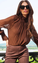NOOR CRYSTAL BLOUSE - Espresso