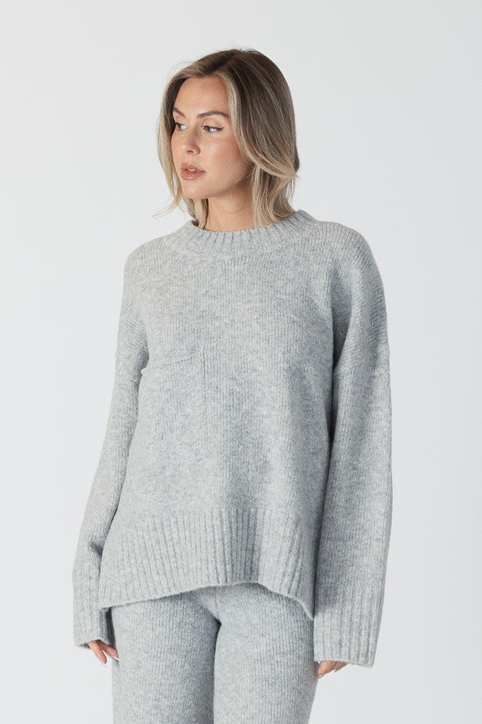 OLLIE CREW SWEATER - Light Grey