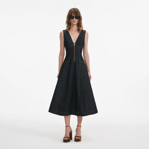 INDIGO DENIM MIDI DRESS