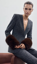 COLLARLESS BLAZER DETACHABLE CUFFS - Pepper Tweed