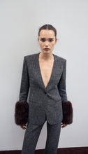 COLLARLESS BLAZER DETACHABLE CUFFS - Pepper Tweed