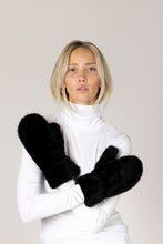 FAUX FUR MITTENS - Black