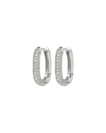 PAVE CHAIN LINK HUGGIES - Silver
