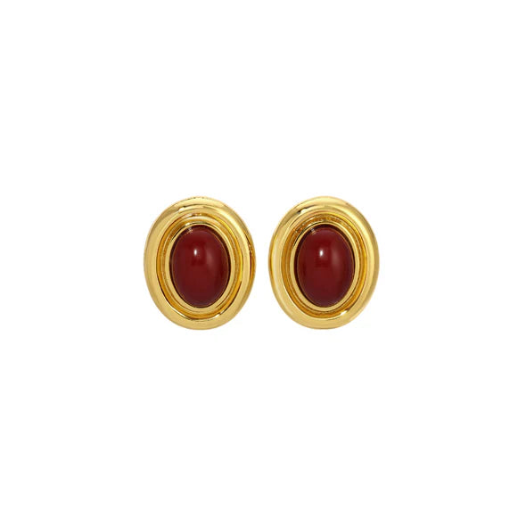 PRIZE EARRINGS - Burgundy/Gold