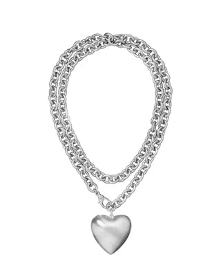 PUFFY HEART NECKLACE - Silver