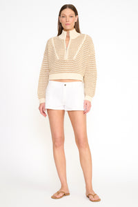 CROPPED HAMPTON SWEATER - Breeze Creme