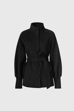 SHANIA DOUBLE-FACE WOOL BELTED JACKET- Black
