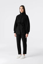 SHANIA DOUBLE-FACE WOOL BELTED JACKET- Black