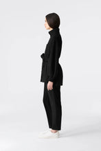 SHANIA DOUBLE-FACE WOOL BELTED JACKET- Black