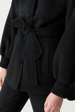 SHANIA DOUBLE-FACE WOOL BELTED JACKET- Black