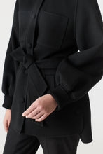 SHANIA DOUBLE-FACE WOOL BELTED JACKET- Black