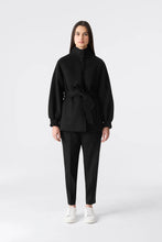 SHANIA DOUBLE-FACE WOOL BELTED JACKET- Black
