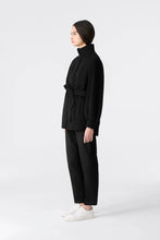 SHANIA DOUBLE-FACE WOOL BELTED JACKET- Black