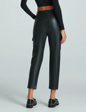 FAUX LEATHER 7/8 UTILITY TROUSER - Black