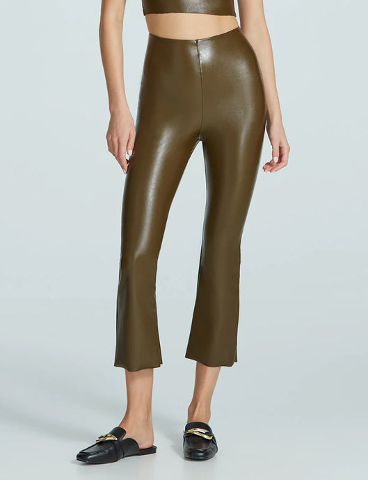 FAUX LEATHER CROP FLARE - Cadet