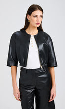 BRANDO VEGAN LEATHER BOMBER JACKET - Black