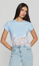 PAIGE LACE COMBO TOP - Light Blue