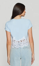 PAIGE LACE COMBO TOP - Light Blue