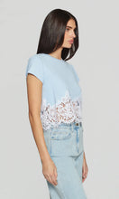 PAIGE LACE COMBO TOP - Light Blue