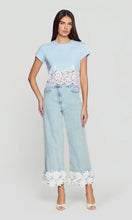 PAIGE LACE COMBO TOP - Light Blue