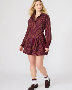 ARIELLE MINI DRESS - Wine Striped